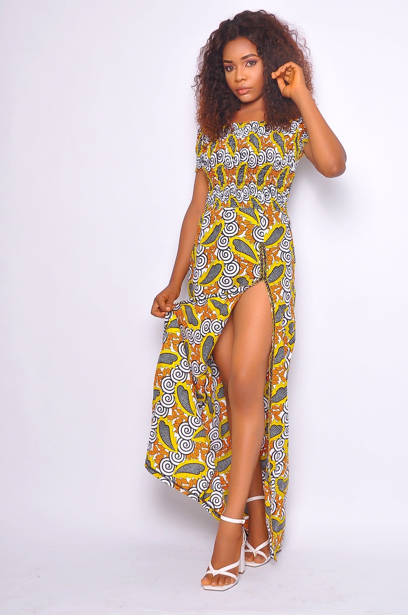 LAYO OFF SHOULDER AFRICAN PRINT DRESS