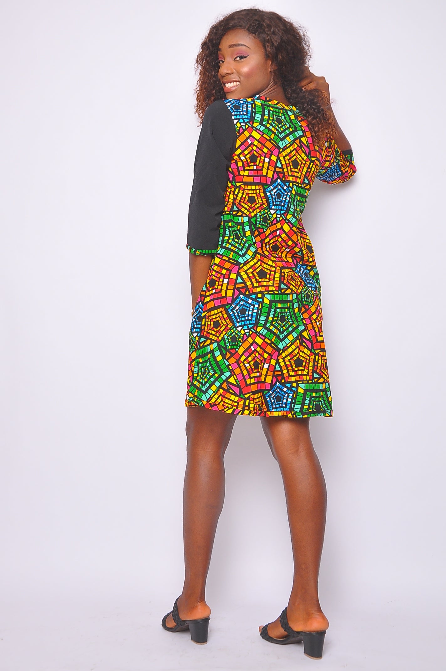 ENIOLA AFRICAN TWO-TONE PRINT DRESS