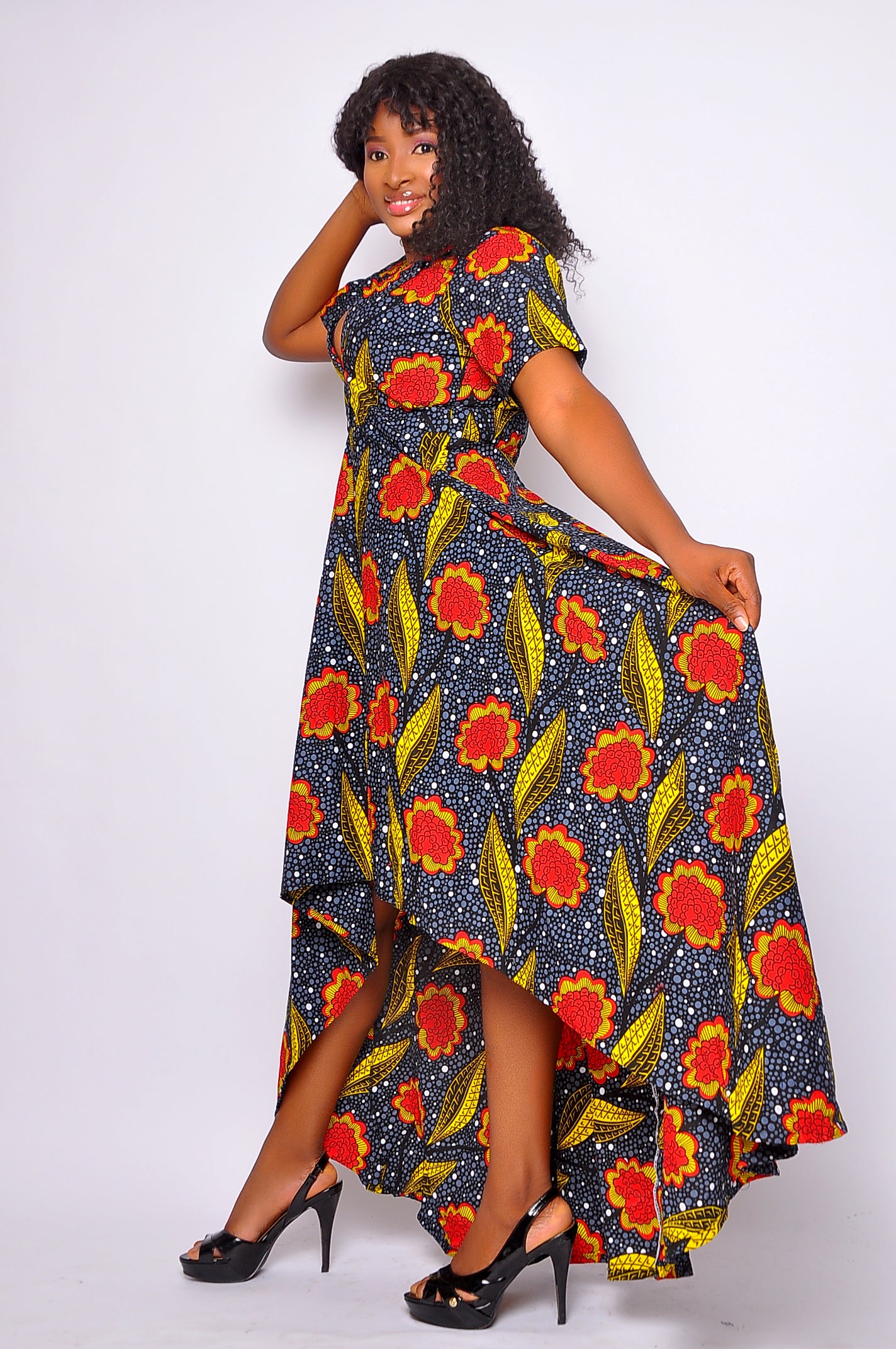 AMAKA AFRICAN PRINT HIGH-LOW MAXI DRESS