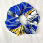 AFRICAN Print Scrunchies - Hair Accessories - Medium Blue and White