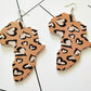AFRICAN Inspired Earrings - Heart Prints on African Continent Map