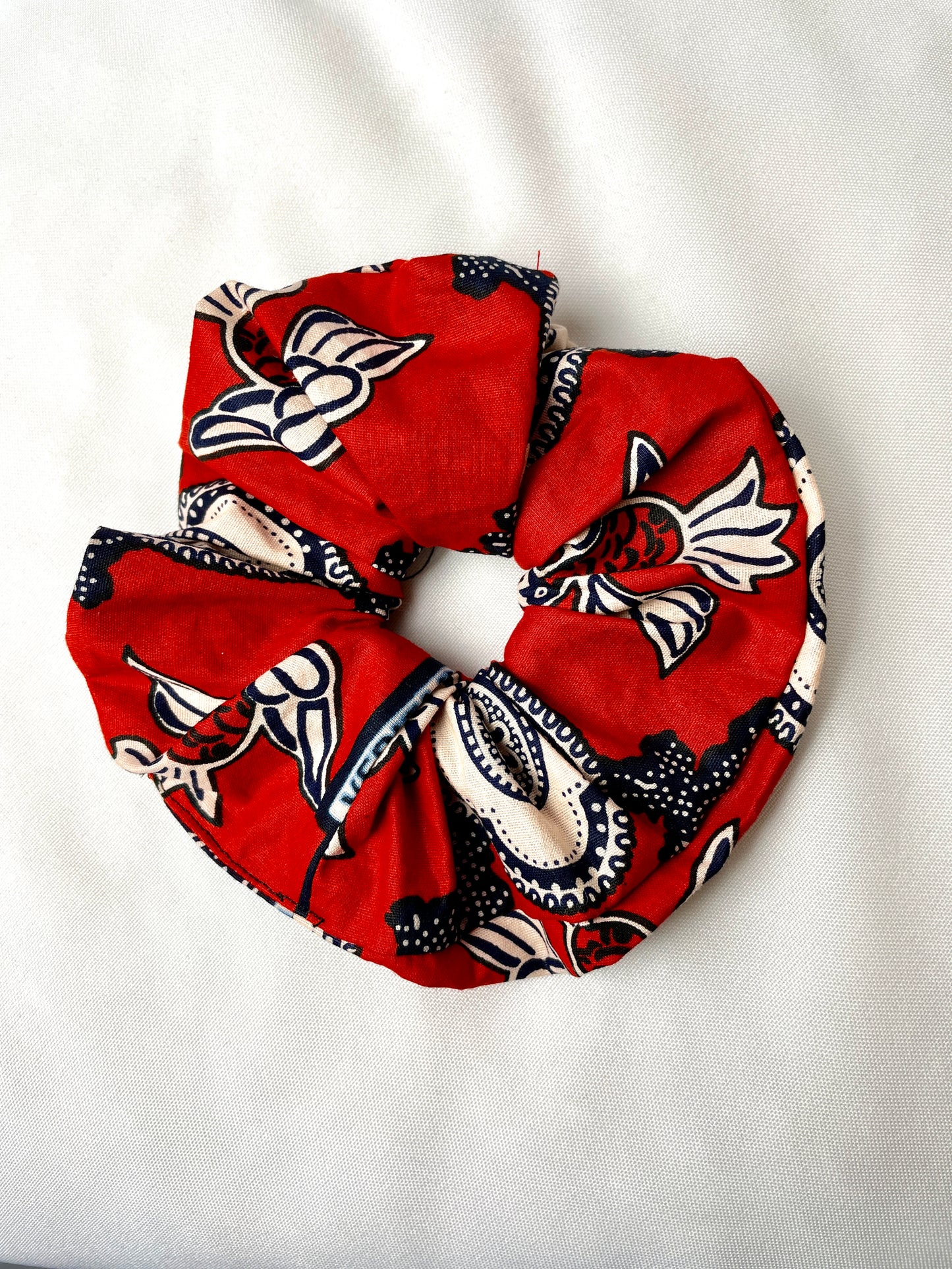 AFRICAN Print Scrunchies - Hair Accessories - Medium Red and Peach
