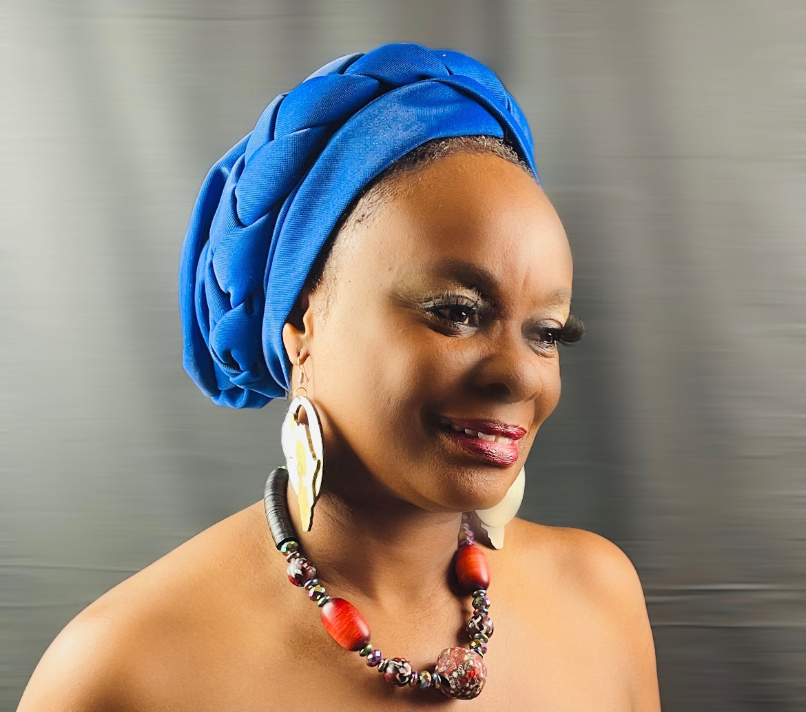 Blue Roped Twist Turban