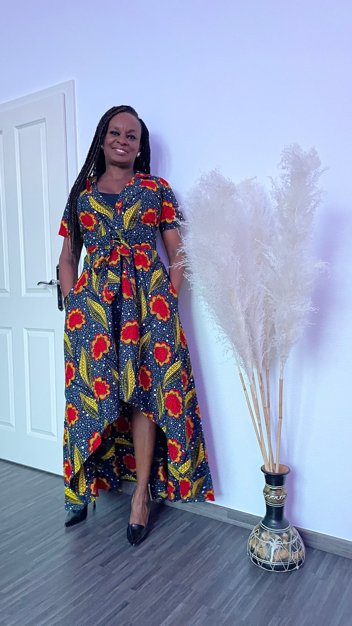 AMAKA AFRICAN PRINT HIGH-LOW MAXI DRESS