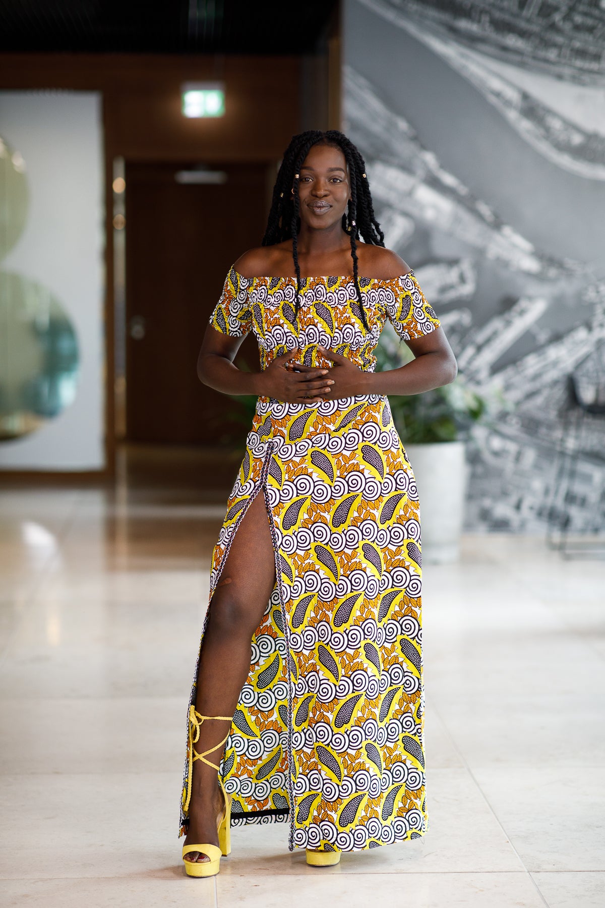 LAYO OFF SHOULDER AFRICAN PRINT DRESS