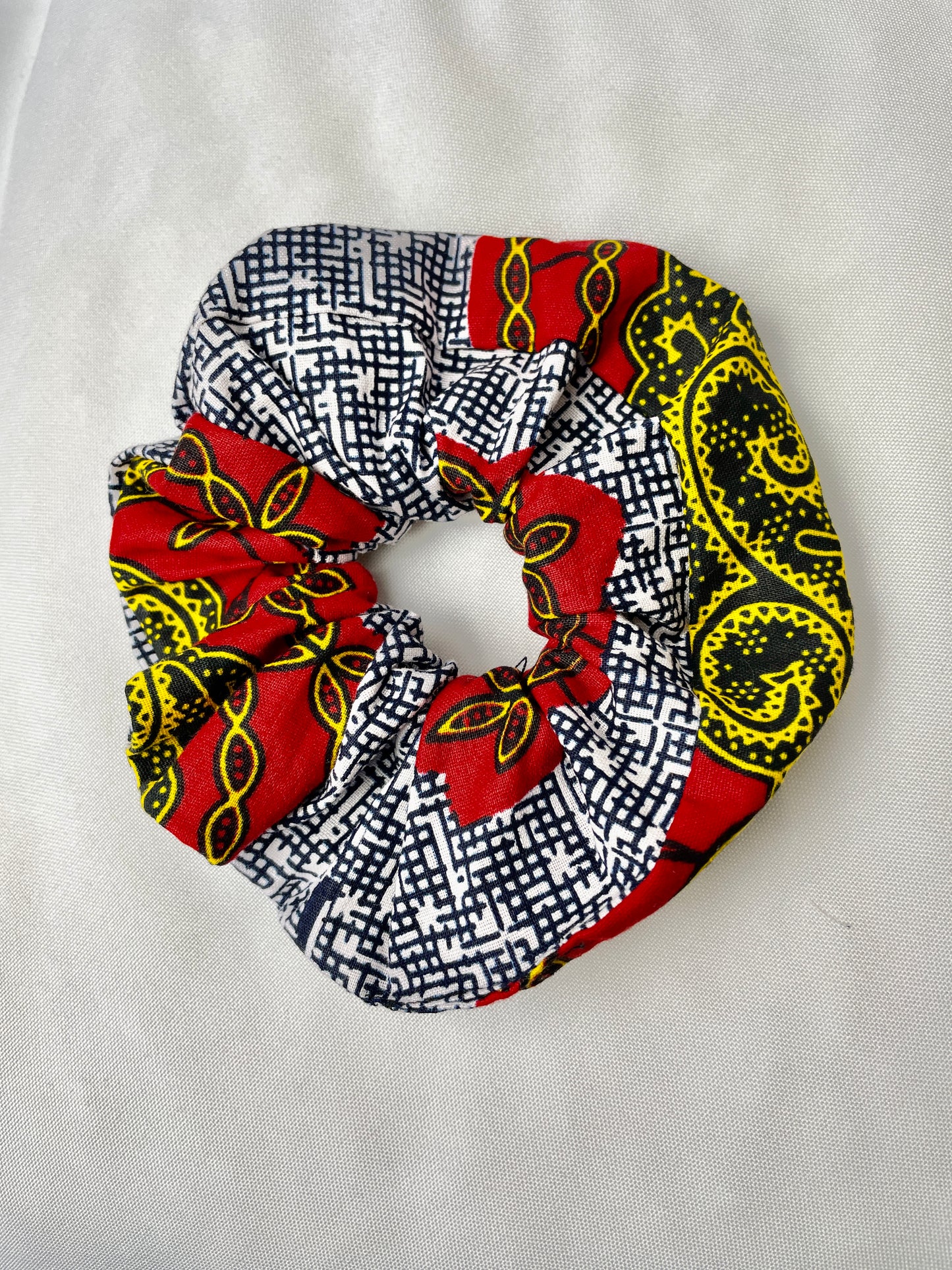 AFRICAN Print Scrunchies - Hair Accessories - Medium Red and Gold