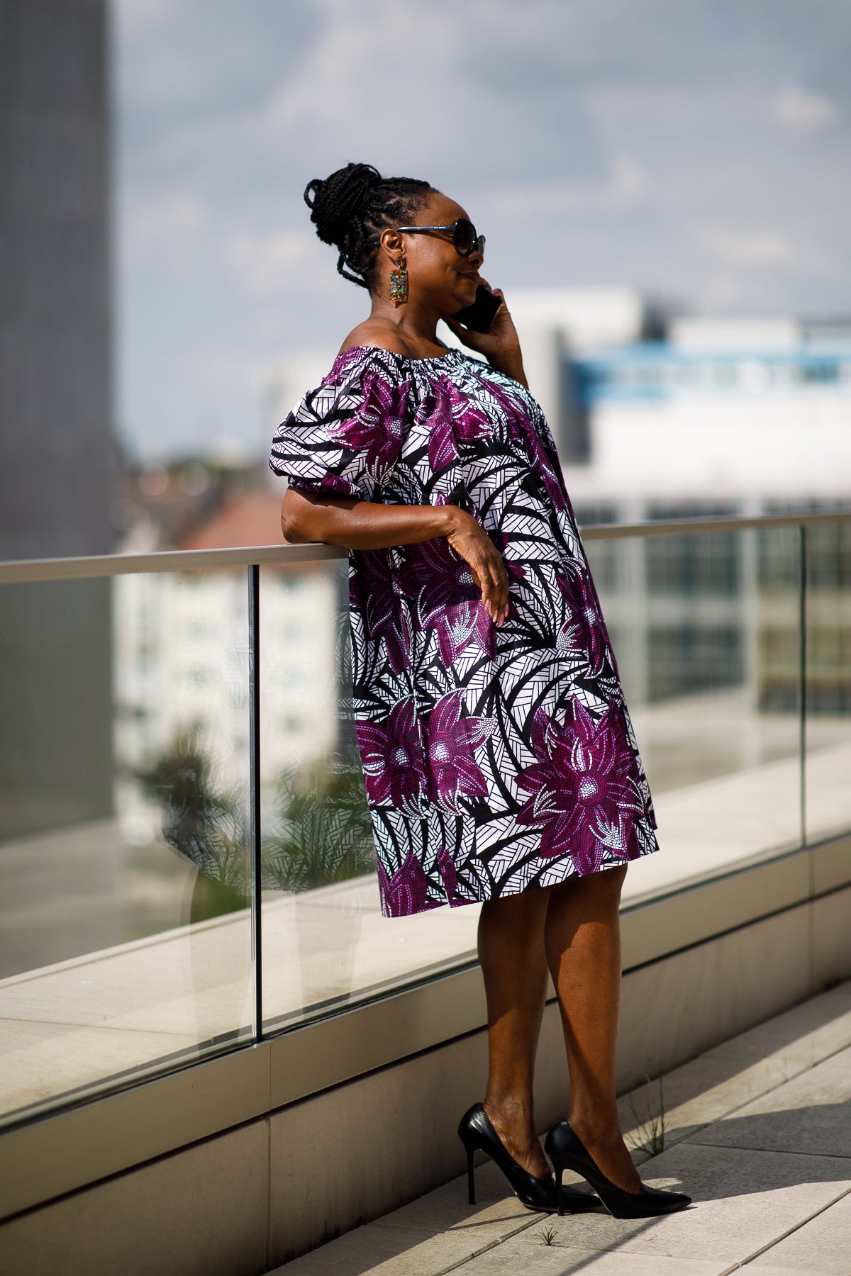 ASHAY OFF-SHOULDER AFRICAN PRINT SUMMER SHIFT DRESS