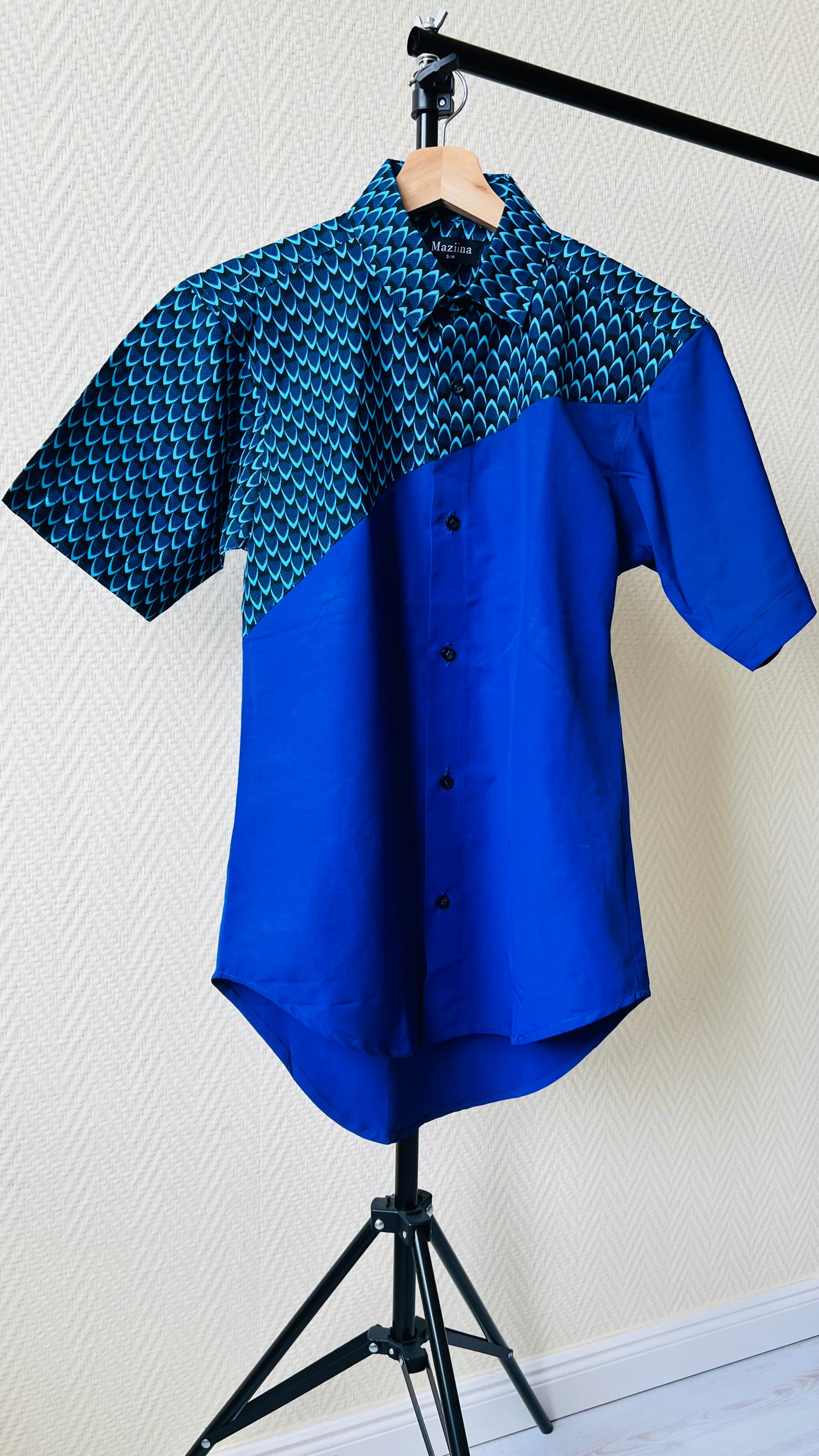 CHIBI - Introducing African Print Shirt for Men (Blue and Blue)