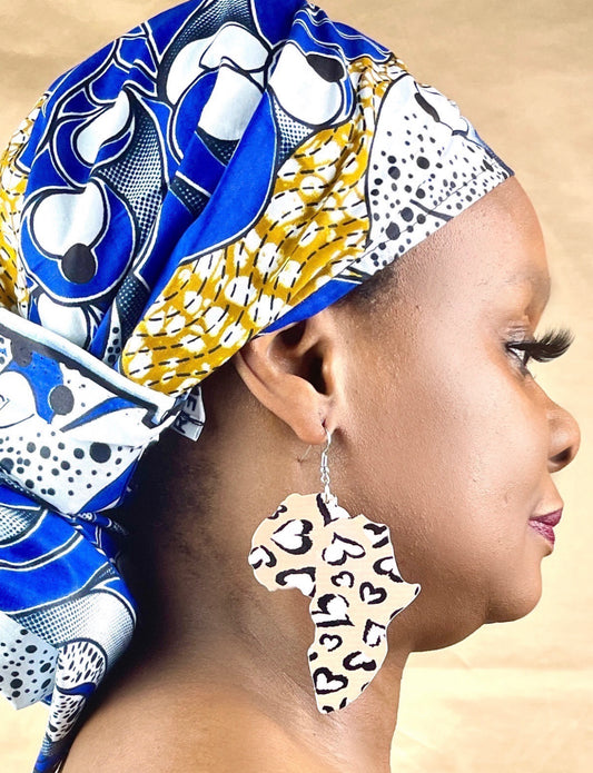 AFRICAN Inspired Earrings - Heart Prints on African Continent Map