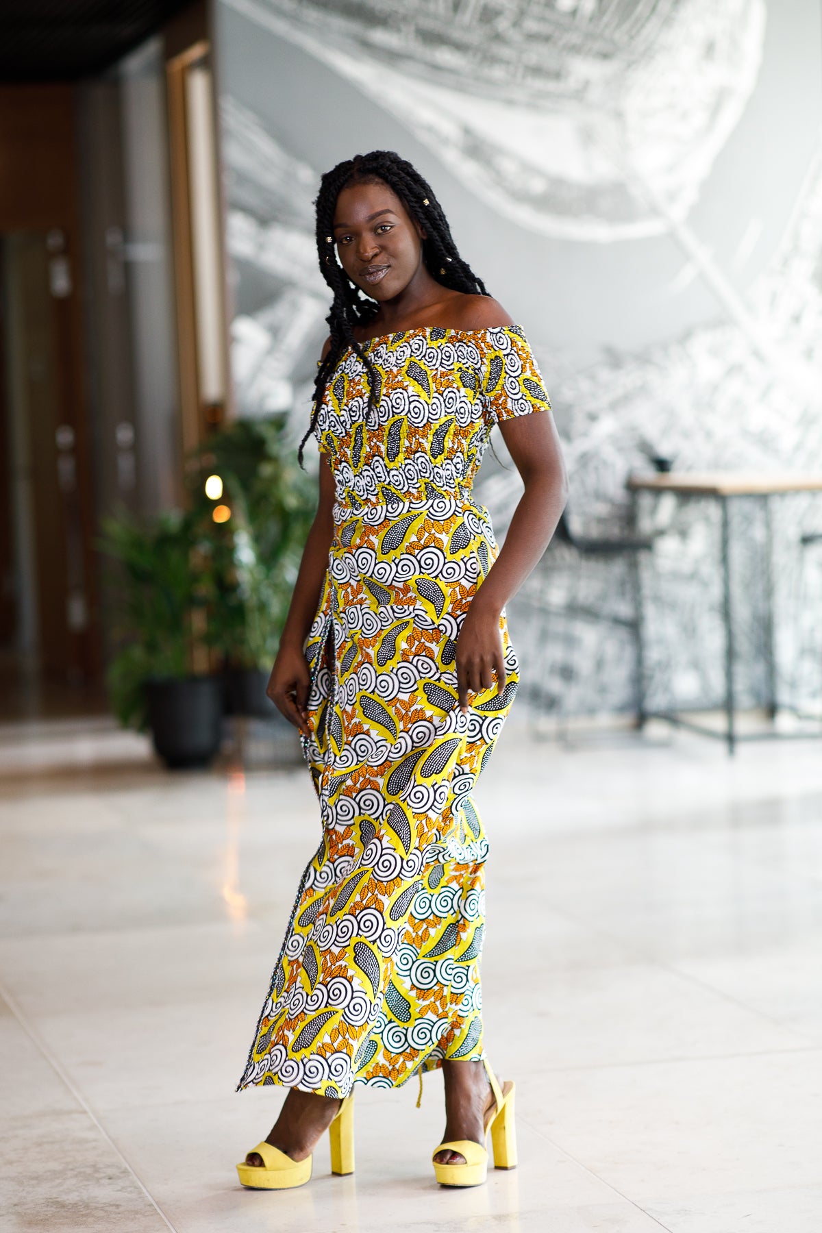 LAYO OFF SHOULDER AFRICAN PRINT DRESS