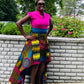 KAMSI AFRICAN FLARED HIGH-LOW PRINT SKIRT