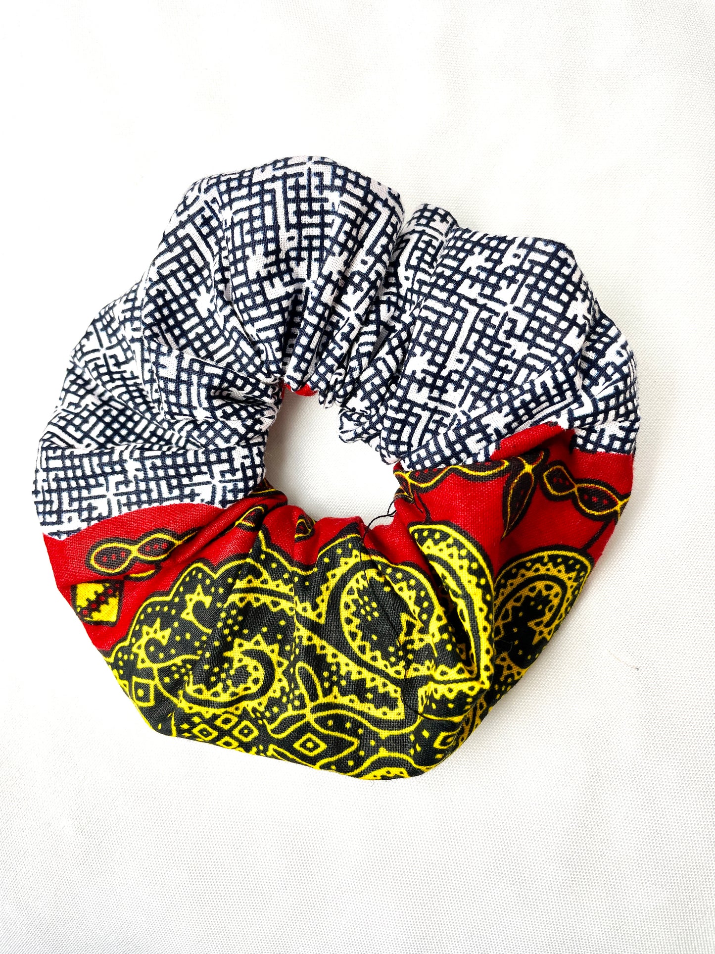 AFRICAN Print Scrunchies - Hair Accessories - Medium Red and Gold